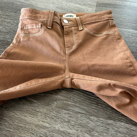 L'AGENCE Margot High Rise Skinny Jeans Java Coated Sz 24 Brown Slim Fit PantsEUC - Picture 6 of 16